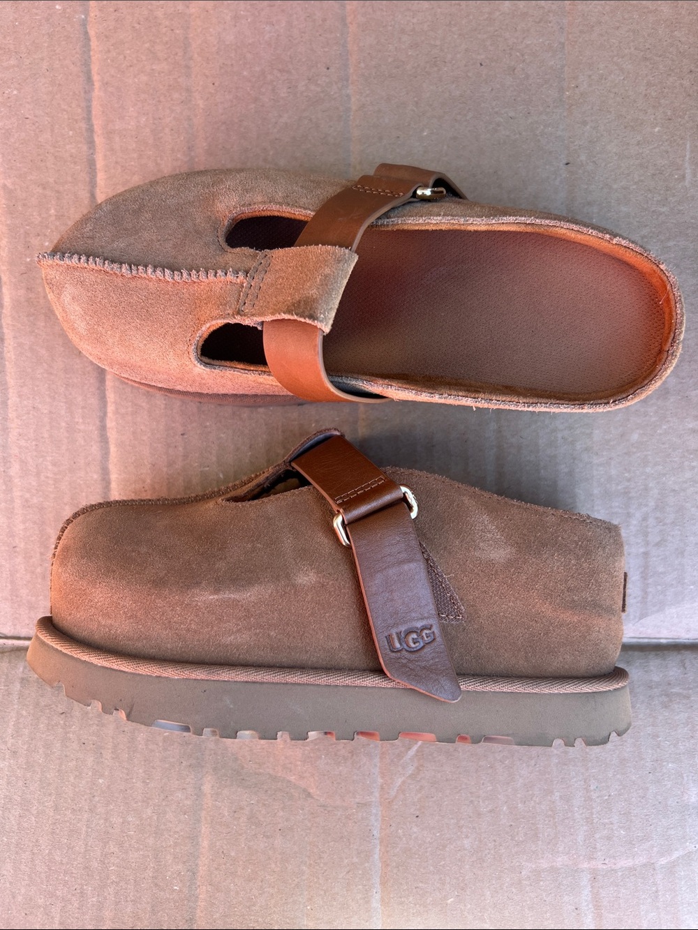 UGG Brown Suede Clog with Buckle Strap US 6 women